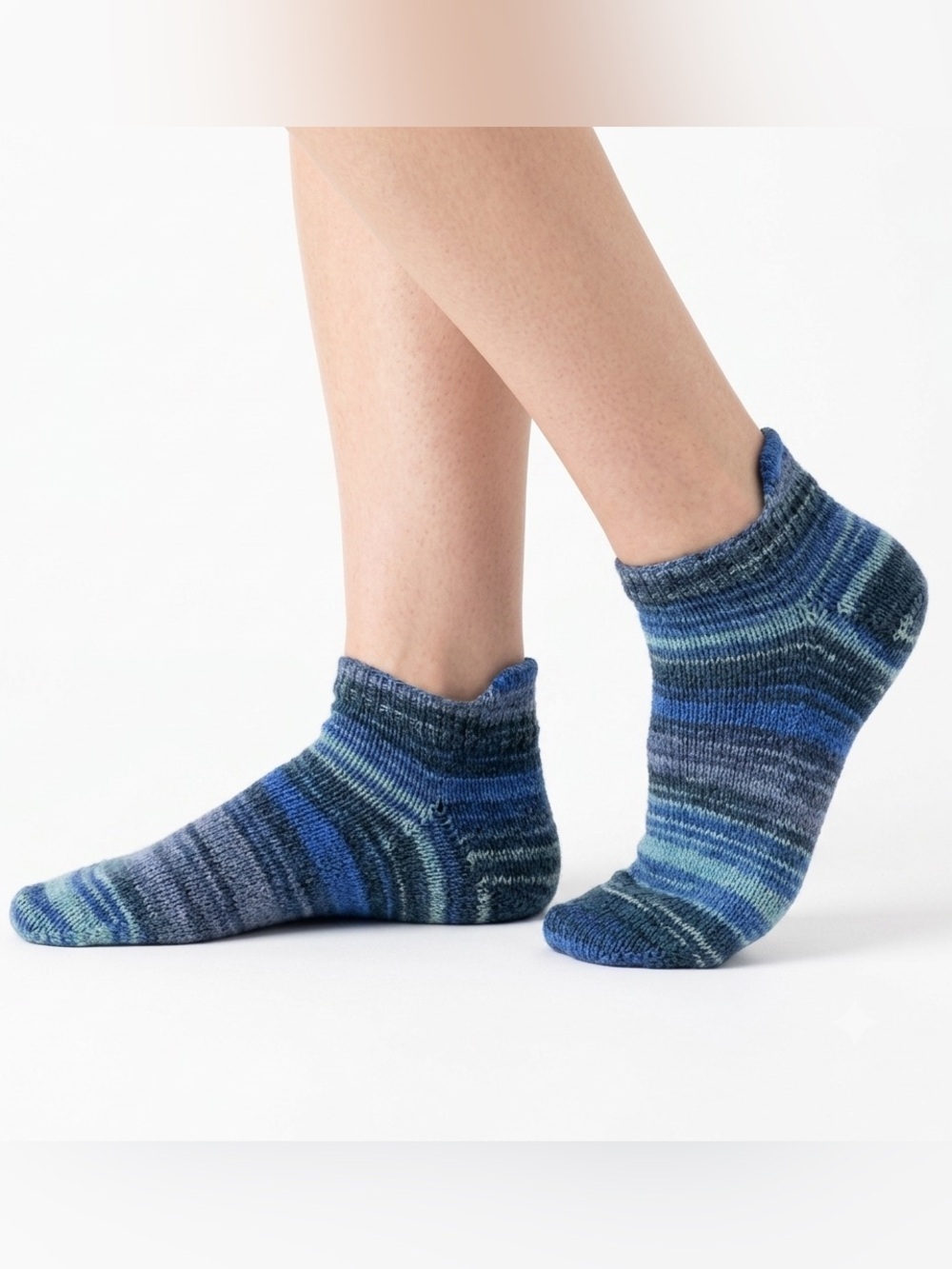 Quirky Birki Handcrafted Blue Ankle Socks – Merino Wool women’s 7-8.5